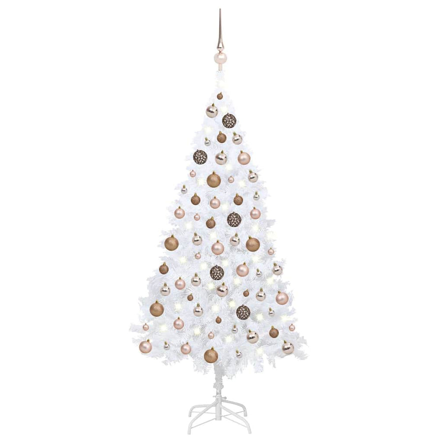 Artificial Pre-lit Christmas Tree with Ball Set White 120cm PVC