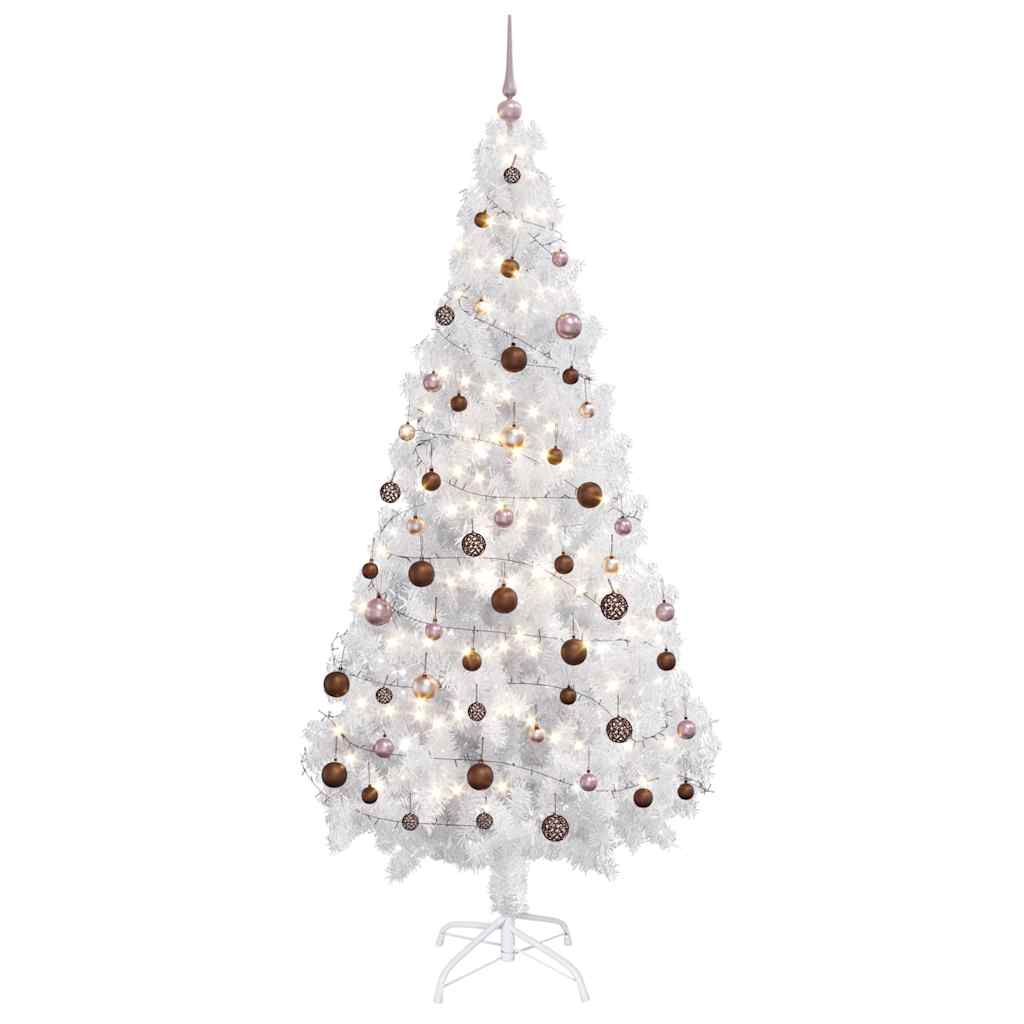 Artificial Pre-lit Christmas Tree with Ball Set White 180 cm PVC