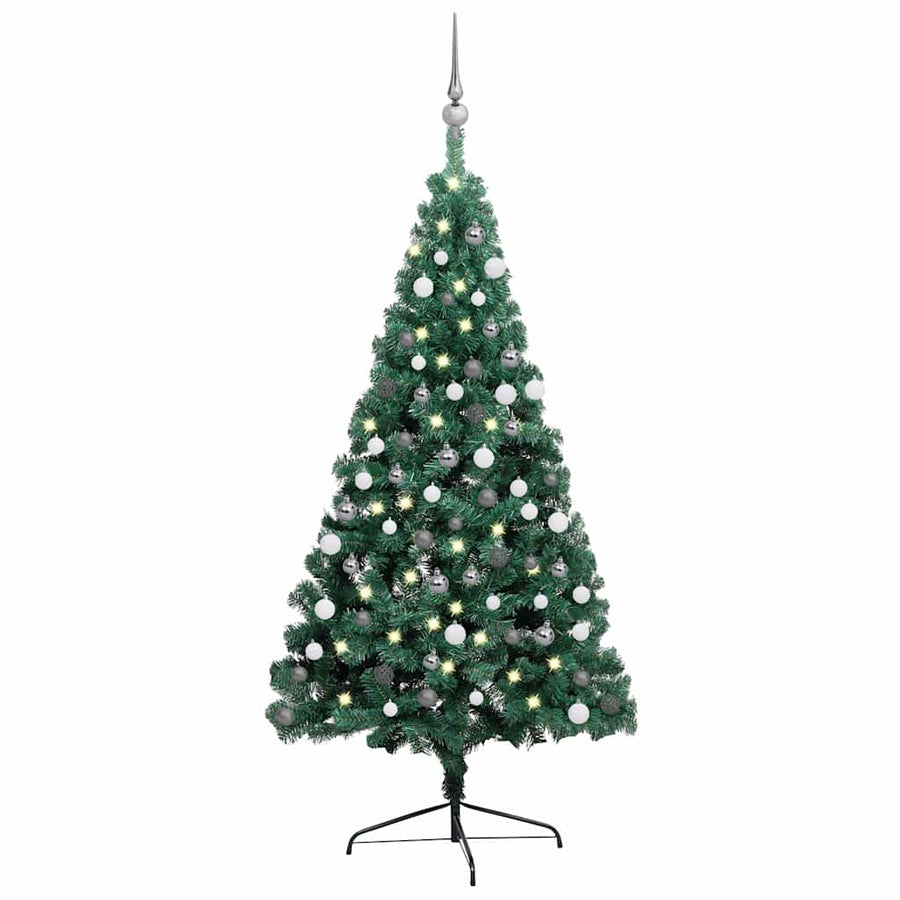 Artificial Half Pre-lit Christmas Tree with Ball Set Green 120 cm