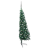 Artificial Half Pre-lit Christmas Tree with Ball Set Green 150 cm - Front View