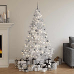 Artificial Half Pre-lit Christmas Tree with Ball Set White 180 cm