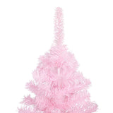 Artificial Pre-lit Christmas Tree with Ball Set Pink 240 cm PVC - Top-Down View