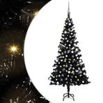Artificial Pre-lit Christmas Tree with Ball Set Black 120 cm PVC