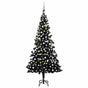 Artificial Pre-lit Christmas Tree with Ball Set Black 210cm PVC