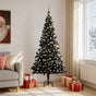 Artificial Pre-lit Christmas Tree with Ball Set Black 210cm PVC
