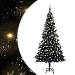 Artificial Pre-lit Christmas Tree with Ball Set Black 210cm PVC