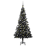 Artificial Pre-lit Christmas Tree with Ball Set Black 210cm PVC