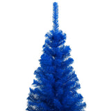 Artificial Pre-lit Christmas Tree with Ball Set Blue 120 cm PVC - Front View