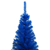 Artificial Pre-lit Christmas Tree with Ball Set Blue 150 cm PVC - Side View
