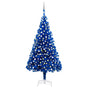 Artificial Pre-lit Christmas Tree with Ball Set Blue 210 cm PVC