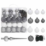 Artificial Pre-lit Christmas Tree with Ball Set Blue 210 cm PVC - 45-Degree Angle