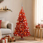 Artificial Pre-lit Christmas Tree with Ball Set Red 120 cm PVC