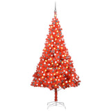 Artificial Pre-lit Christmas Tree with Ball Set Red 210 cm PVC