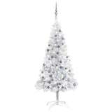 Artificial Pre-lit Christmas Tree with Ball Set Silver 150 cm PET