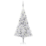 Artificial Pre-lit Christmas Tree with Ball Set Silver 180 cm PET