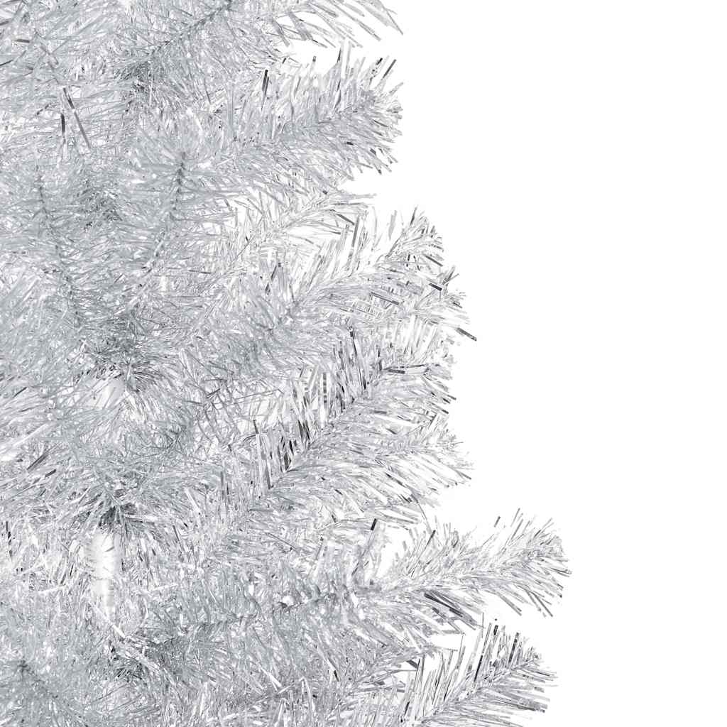 Artificial Pre-lit Christmas Tree with Ball Set Silver 210 cm PET