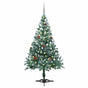 Frosted Pre-lit Christmas Tree with Ball Set Pinecones 150 cm