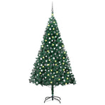 Artificial Pre-lit Christmas Tree with Ball Set Green 210cm PVC