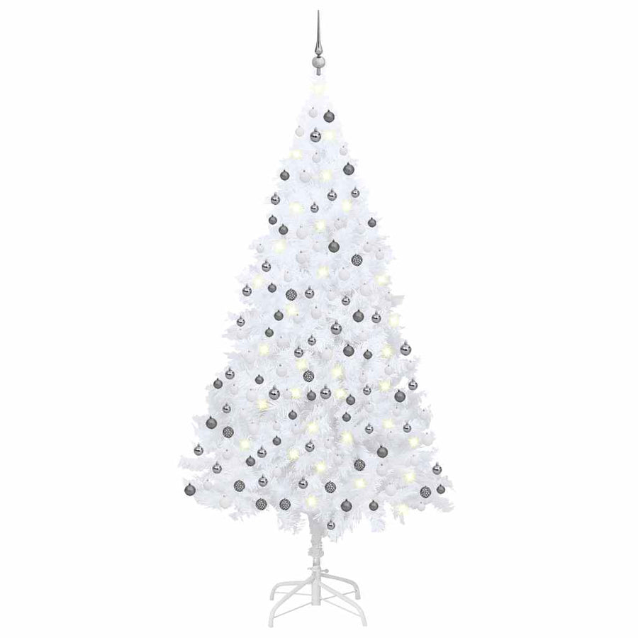 Artificial Pre-lit Christmas Tree with Ball Set White 210cm PVC