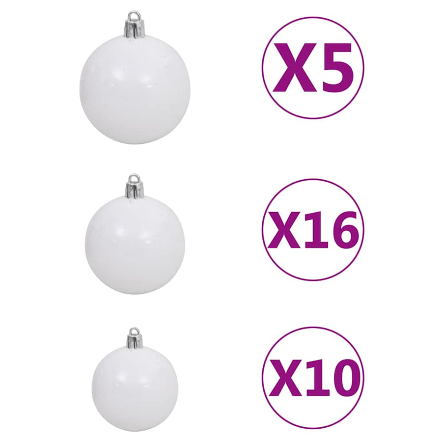 Artificial Pre-lit Christmas Tree with Ball Set White 210cm PVC