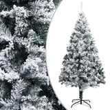 Artificial Pre-lit Christmas Tree with Flocked Snow Green 300 cm PVC - Front View