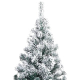 Artificial Pre-lit Christmas Tree with Flocked Snow Green 300 cm PVC - Side View
