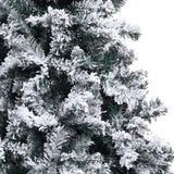 Artificial Pre-lit Christmas Tree with Flocked Snow Green 300 cm PVC - Top-Down View