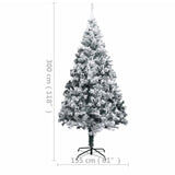 Artificial Pre-lit Christmas Tree with Flocked Snow Green 300 cm PVC - Close-Up Angle