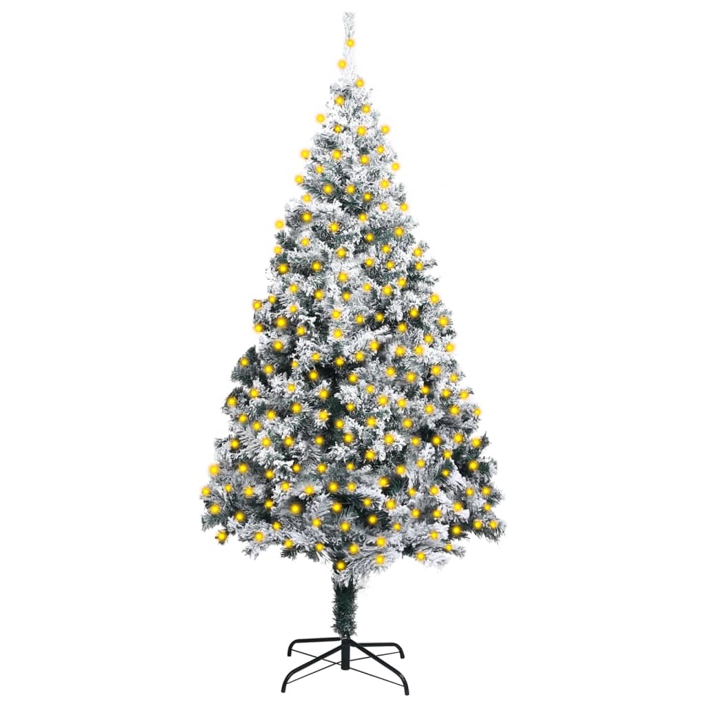Artificial Pre-lit Christmas Tree with Flocked Snow Green 400 cm PVC