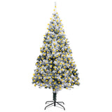 Artificial Pre-lit Christmas Tree with Flocked Snow Green 400 cm PVC