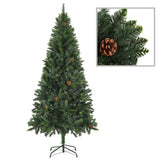 Artificial Pre-lit Christmas Tree with Pine Cones Green 210 cm - Front View