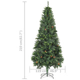 Artificial Pre-lit Christmas Tree with Pine Cones Green 210 cm - Extra Image
