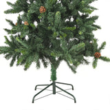 Artificial Pre-lit Christmas Tree with Pine Cones Green 210 cm - Low Angle