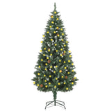 Artificial Pre-lit Christmas Tree with Pine Cones 180 cm