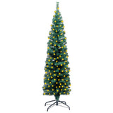 Slim Artificial Pre-lit Christmas Tree with Stand Green 120 cm PVC