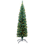 Slim Artificial Pre-lit Christmas Tree with Stand Green 120 cm
