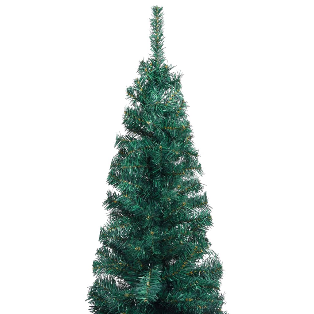 Slim Artificial Pre-lit Christmas Tree with Stand Green 120 cm PVC