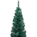 Slim Artificial Pre-lit Christmas Tree with Stand Green 120 cm PVC - Side View