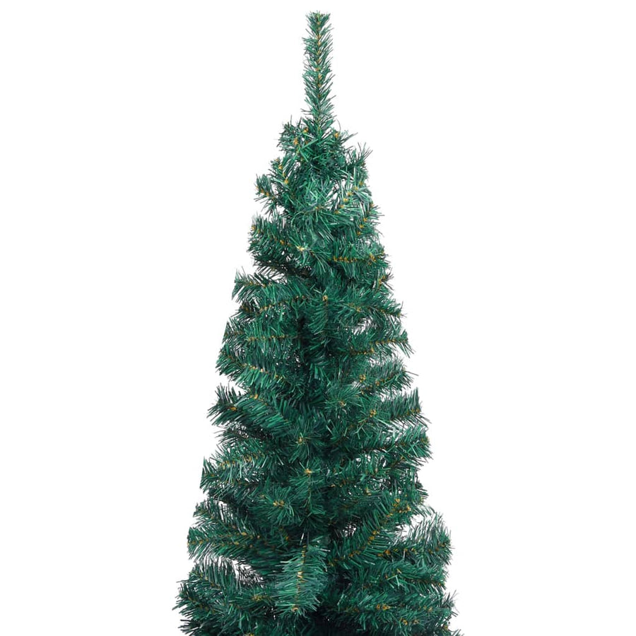 Slim Artificial Pre-lit Christmas Tree with Stand Green 120 cm