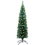 Slim Artificial Pre-lit Christmas Tree with Stand Green 150 cm