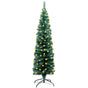 Slim Artificial Pre-lit Christmas Tree with Stand Green 150 cm