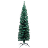 Slim Artificial Pre-lit Christmas Tree with Stand Green 150 cm PVC - Side View