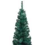 Slim Artificial Pre-lit Christmas Tree with Stand Green 150 cm PVC - Top-Down View