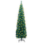 Slim Artificial Pre-lit Christmas Tree with Stand Green 180 cm