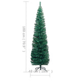 Slim Artificial Pre-lit Christmas Tree with Stand Green 180 cm PVC - Extra Image