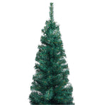 Slim Artificial Pre-lit Christmas Tree with Stand Green 210 cm PVC