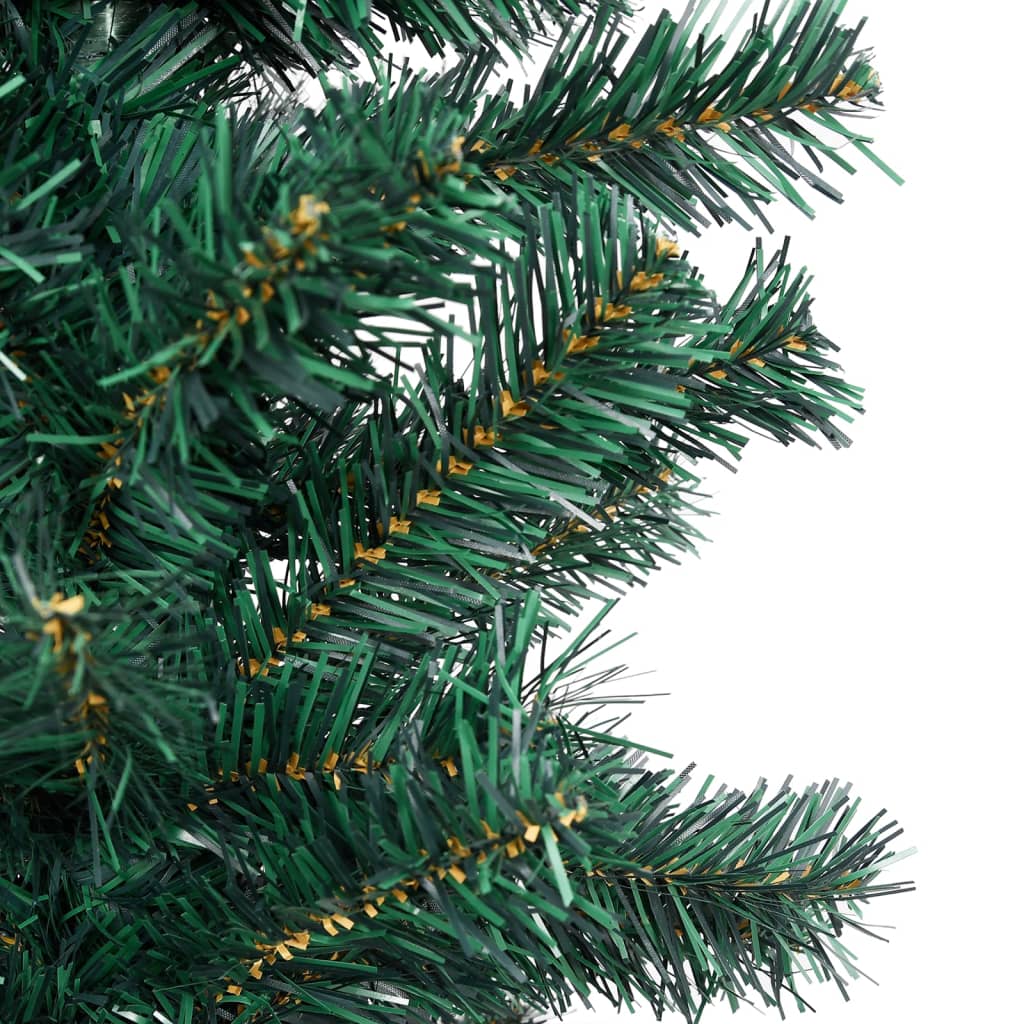 Slim Artificial Pre-lit Christmas Tree with Stand Green 210 cm PVC