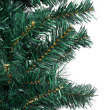 Slim Artificial Pre-lit Christmas Tree with Stand Green 210 cm PVC - 45-Degree Angle