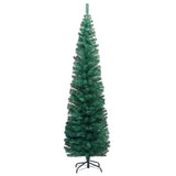 Slim Artificial Pre-lit Christmas Tree with Stand Green 240 cm PVC - Side View