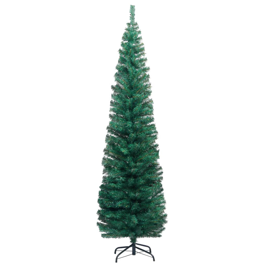 Slim Artificial Pre-lit Christmas Tree with Stand Green 240 cm